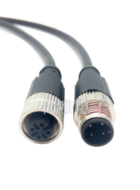 M12连接器插头带灰色PUR线2米传感器防水连接器458芯公母航空插头