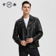 潮流复古休闲机车港风短款 雪豹男士 真皮头层绵羊皮时尚 皮夹克外套