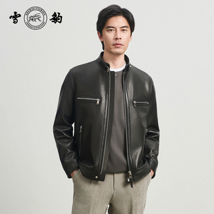 雪豹专柜同款 头层山羊皮真皮皮衣外套男立领拉链皮夹克25秋冬新款