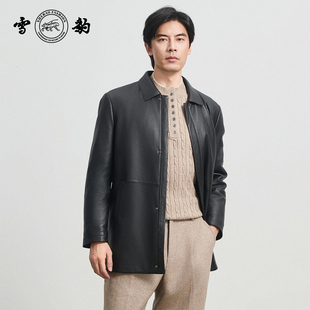 雪豹男士 真皮头层鹿皮商务休闲老钱体制内水貂内胆可拆皮衣外套