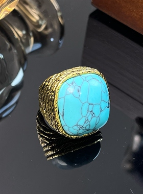 铜合金8376复古绿石戒指