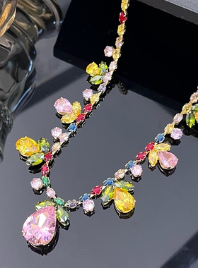 铜合金宫廷风春日小花项链8221