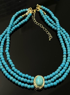 铜合金复古多层项链8181