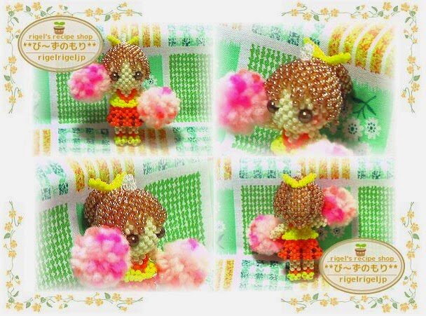 卡通动物拉拉队员篮球队员运动会人物diy手工串珠图纸手工小制作