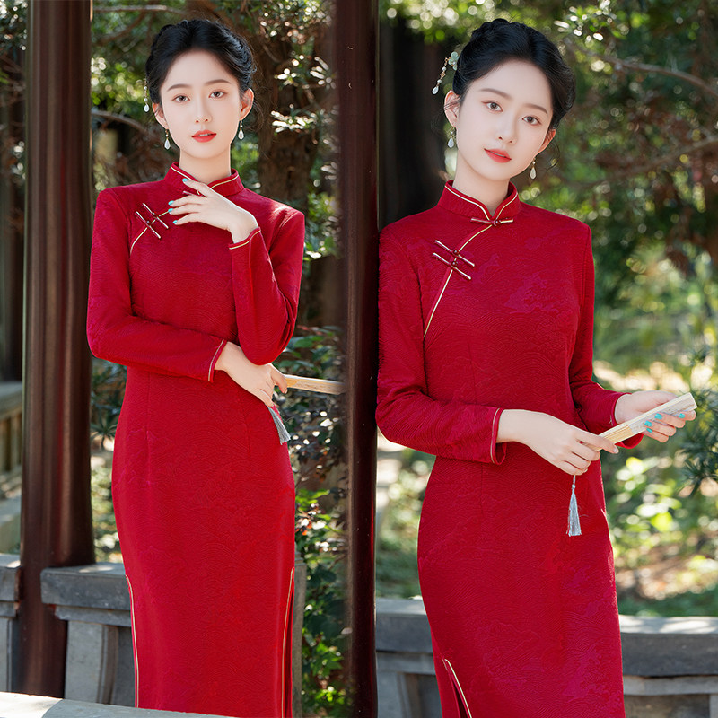 新中式国风旗袍裙日常年轻款婚礼礼服春季新款喜婆婆婚宴装连衣裙