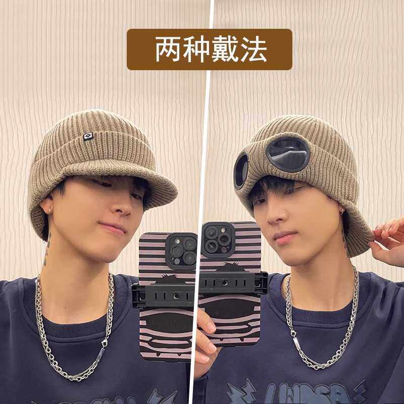骑车冷帽男款毛线冬季保暖