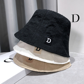 网红款 小众水桶帽夏季 D字母刺绣遮阳百搭显瘦春秋渔夫帽子女ins潮