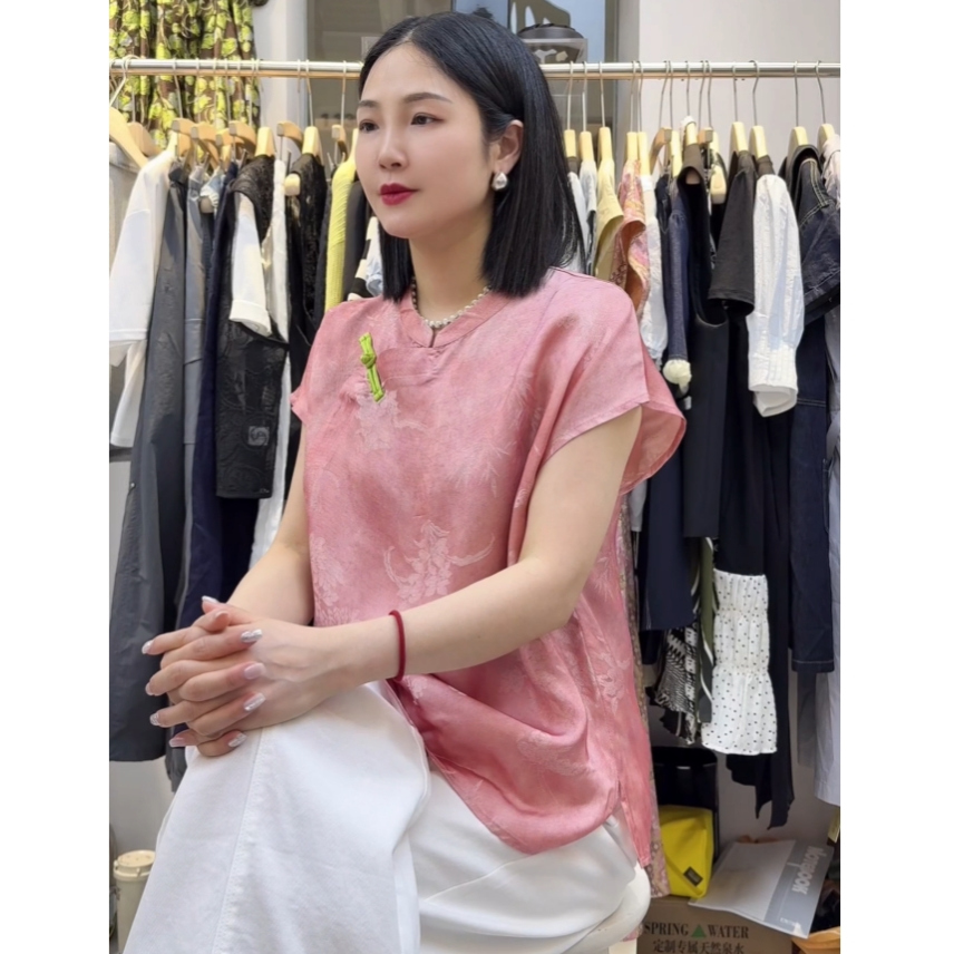 【轻奢高端定制】夏季新款盘扣新中式国风提花马甲上衣JP-85313