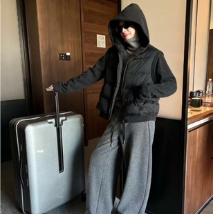 轻奢高端定制 冬季 连帽百搭羽绒服马甲两件套套装 3070 韩版