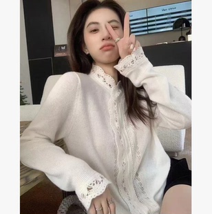 轻奢高端定制 花边镂空设计毛衣JP 冬季 羊毛针织衫 2678 韩版