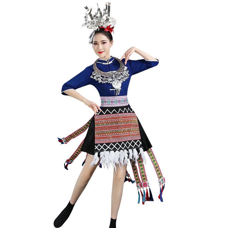 贵州少数民族民族服装舞台装演出服女苗族锦鸡舞服饰表演服装瑶族