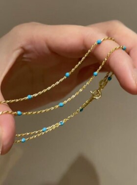 新中式麻花链绿松项链女简约小众设计叠戴一款多戴手链百搭多巴胺