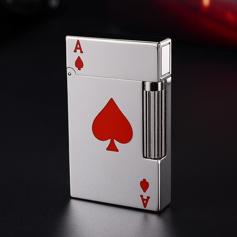 新款限量红桃A法国原装朗声打火机清脆刚音纯铜超薄充气砂轮正品