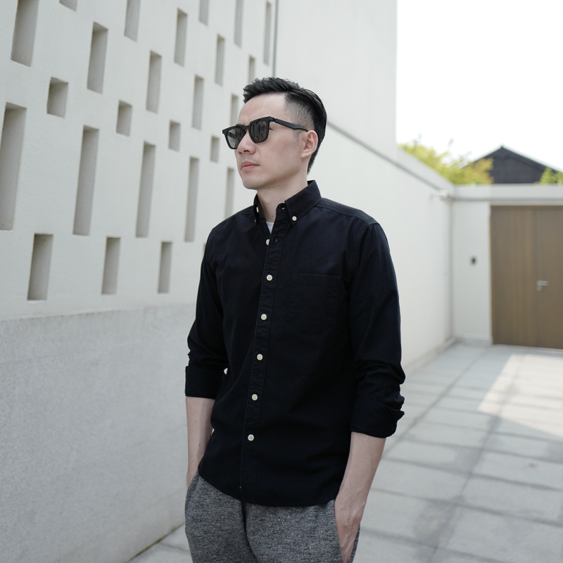 纯色全棉长袖衬衫牛津纺