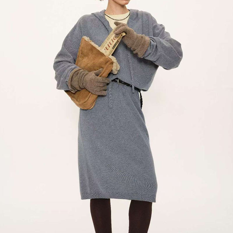 阿树家 GUM|lOO超细美利奴羊毛花纱连帽衫&半裙套装