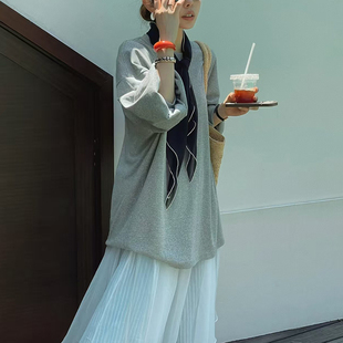 阿树家 TEE女简约宽松纯色慵懒风休闲T恤 GUM oversize造型感中袖