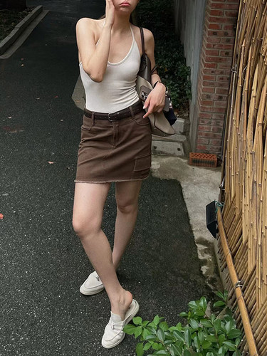 毛边工装裙通勤夏季休闲时尚百搭