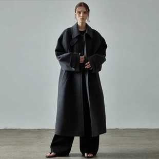 FACADE PATTERN羊毛大衣女秋冬季新款高级感小众立领鲶鱼毛呢外套