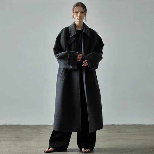 羊毛大衣女小众立领鲶鱼毛呢外套