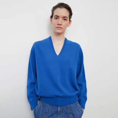 慵懒风针织衫V领毛衣女