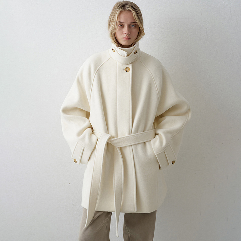 25秋冬高级感宽松绑带羊毛大衣