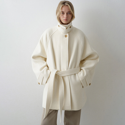 25秋冬高级感宽松绑带羊毛大衣