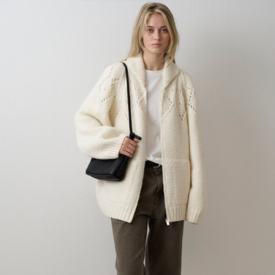 羊毛针织衫女宽松开衫保暖毛衣