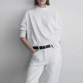 ROW 百搭纯色上衣 T恤女高级感经典 女装 2025春秋极简风小高领长袖