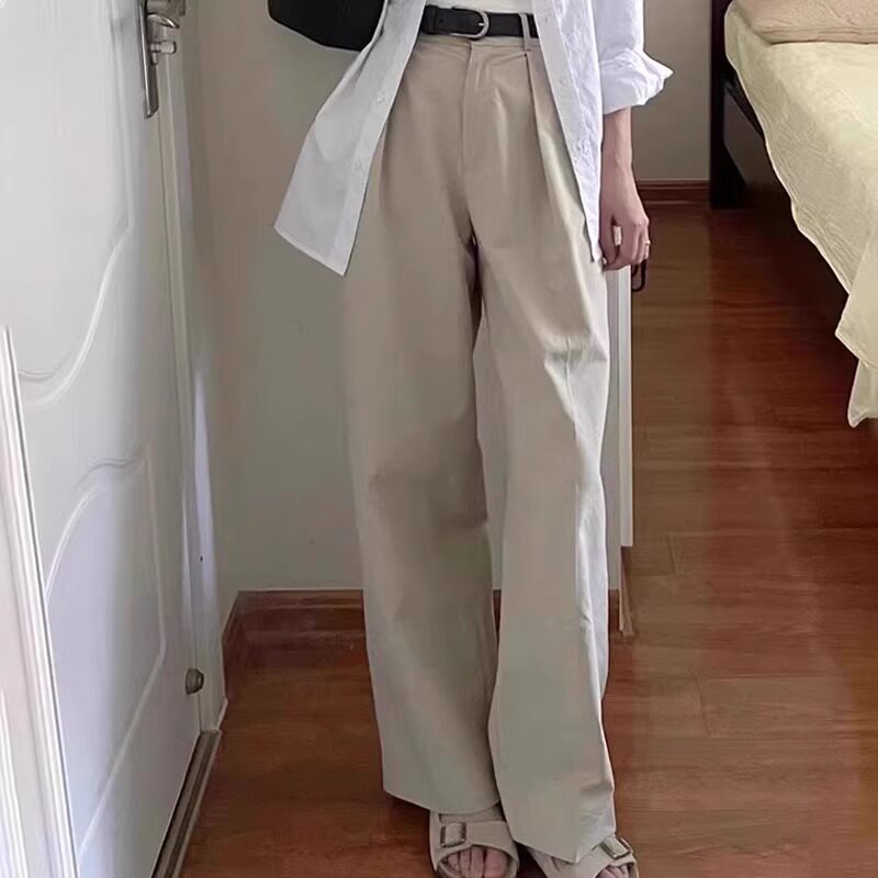 薄款直筒裤小众高腰舒适纯原棉质
