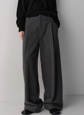 facade pattern阔腿裤女2025秋冬新款高腰加厚休闲裤直筒裤西装裤