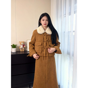 外套女宽松休闲半身裙套装 气质百搭显瘦翻领短款 QD61169 时尚 新款