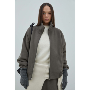 BLOSSOM韩国代购2025秋冬简约立领拉链卫衣+加绒工装休闲裤套装女