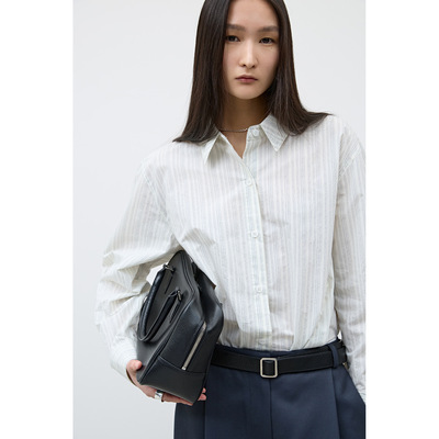 BLOSSOM韩国代购2026春装 东大门小红叔设计师款通勤长袖条纹衬衫