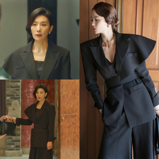 腰带西装 DINT 韩剧金瑞亨小众设计感 2021秋季 女西服 VAN韩国代购