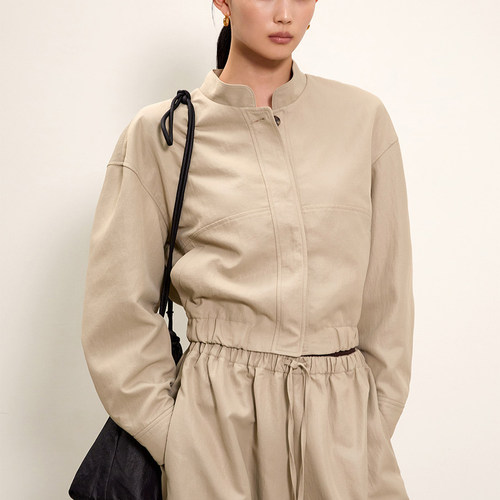 BLOSSOM韩国代购2025秋 立领短款长袖外套夹克长裤时尚休闲套装女