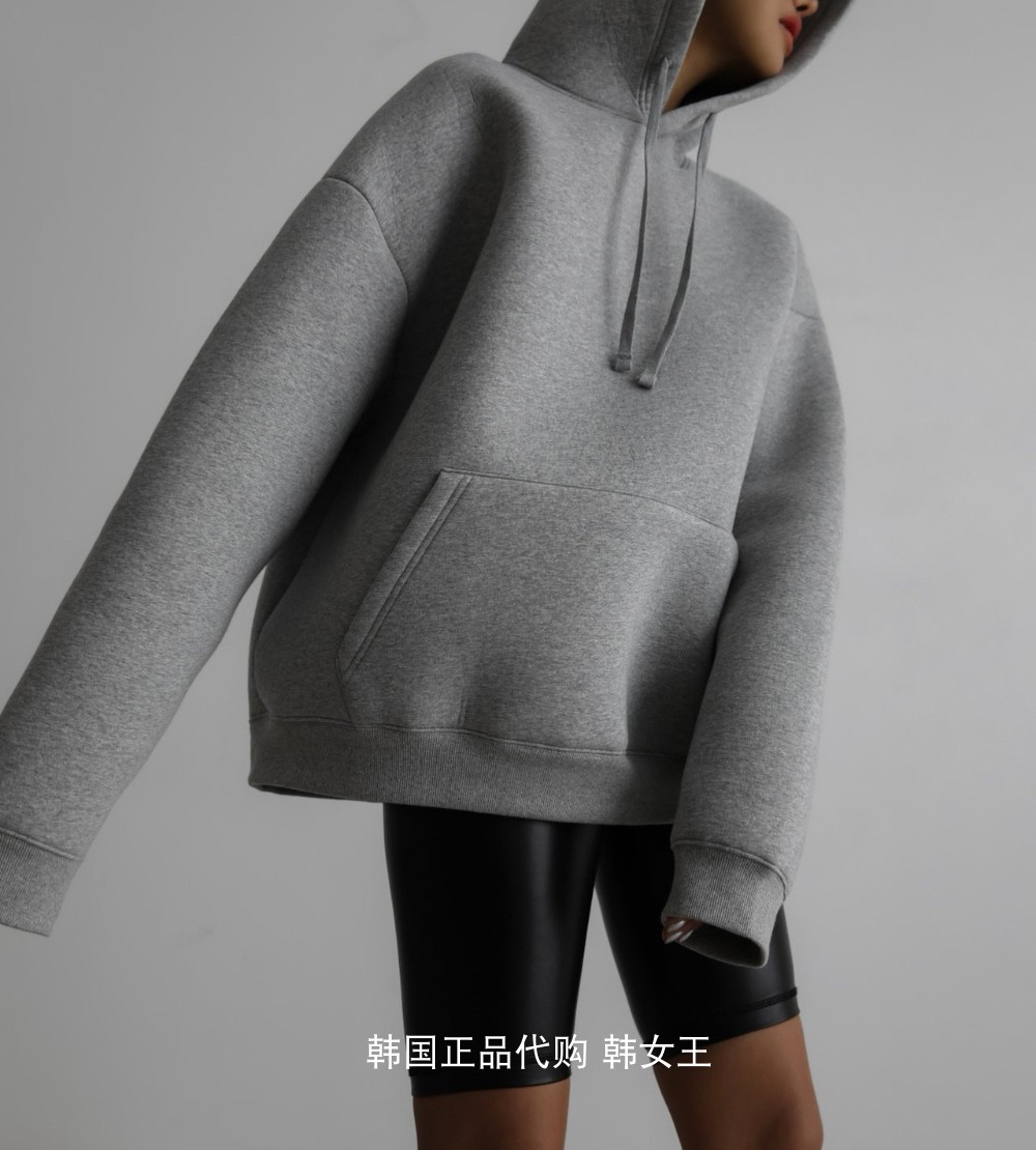 PAPERMOON韩国代购2024新款春装 百搭时尚overszie连帽套头卫衣女