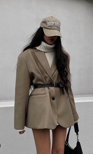 STAGE 韩国代购2024春款女装 ins网红播主时尚阔版西服外套