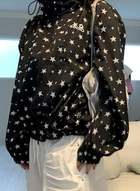 SEOLO韩国东大门代购2025春女装新款 波点五星角连帽卫衣外套夹克