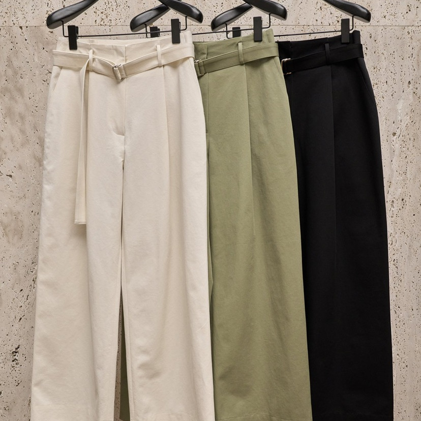 BLOSSOM韩国代购2025春装 基础款百搭宽松高腰休闲裤直筒长裤女