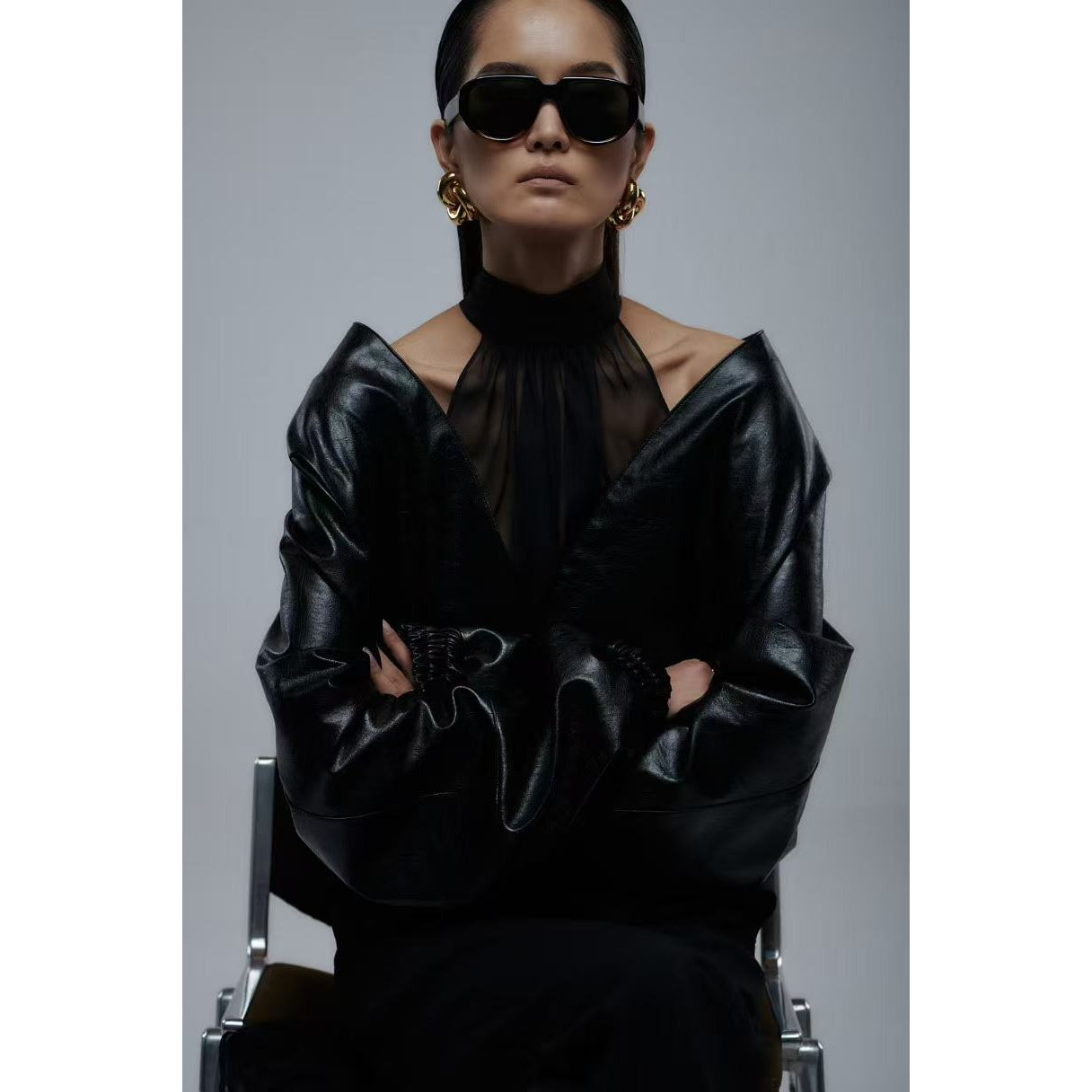 ONEBYTWO韩国代购2026年春装 设计师款薄款透视挂脖背心连体衣女