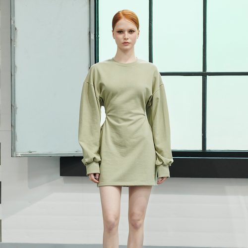 STAGE韩国东大门代购2025秋新款 时尚修身圆领长袖卫衣裙连衣裙女