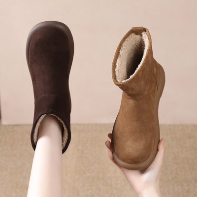 加绒加厚平底雪地靴女款2025新款冬季软底轻便不累脚短靴防滑防水