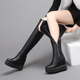 厚底内增高弹力过膝长靴侧拉链平底性感百搭显瘦加绒长筒靴子34码