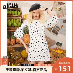 a型泡泡袖 口袋波点娃娃领连衣裙女夏季 气质公主裙 妖精 2021新款