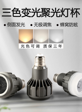 三色变光LED聚光灯泡 P20射灯杯E27螺口餐桌饭桌茶室吊灯COB光源