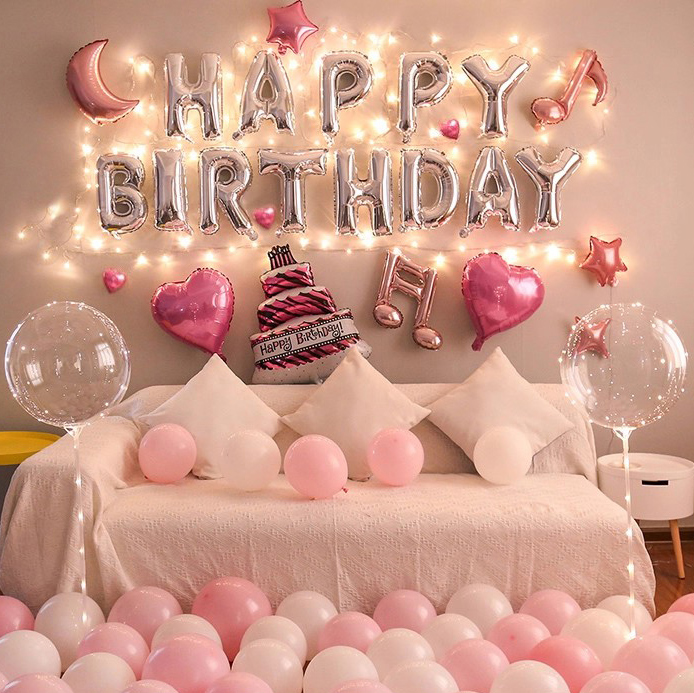 粉色系生日场景布置装饰气氛气球