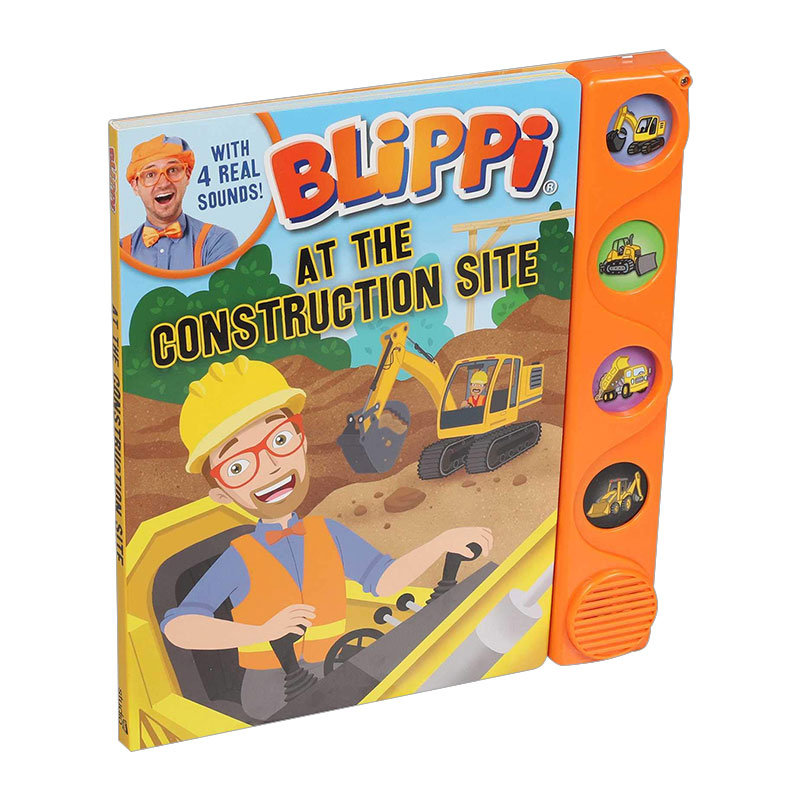 英文原版绘本 Blippi At the Construction Site 布里皮 建筑工地上的4种声音 幼儿启蒙 发声书 英文版 进口英语原版书籍