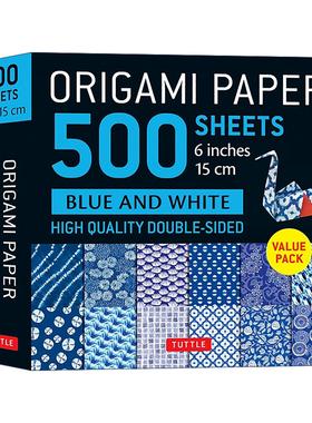 英文原版 Origami Paper 500 sheets Blue & White 6