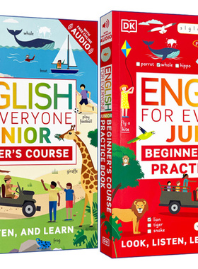 英文原版 English for Everyone Junior Beginner's Course 人人学英语低幼版教材练习册2册合售 DK新视觉 英语学习带插图进口书
