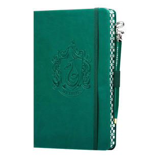 英文原版 Harry Potter Slytherin Classic Softcover Journal with Pen 哈利波特 斯莱特林学院 皮革笔记本 带学院徽章笔 英文版